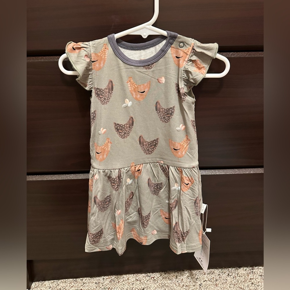 6-12 Month Bamboo Twirl Dress Chickens